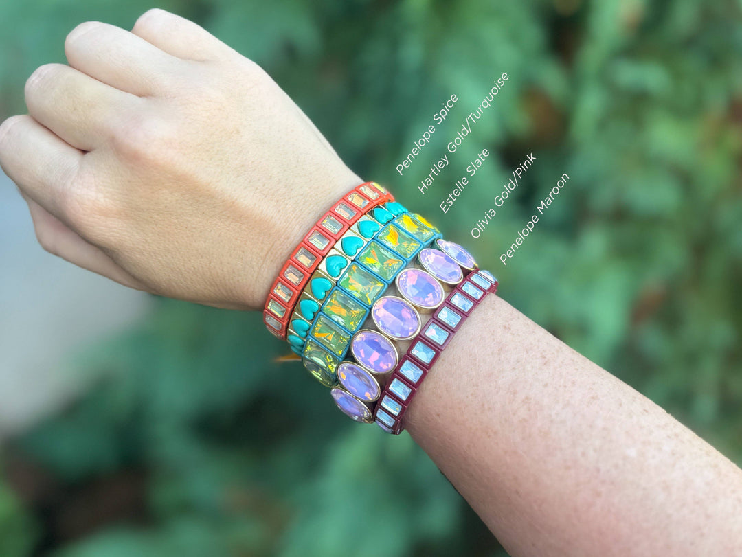 Taylor Elliott Designs - Enamel Stretch Bracelet - Earth Tone Colors -