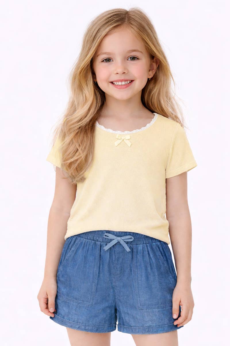 Toddler 2 pc Ribbed Knit/Chambray Short Set