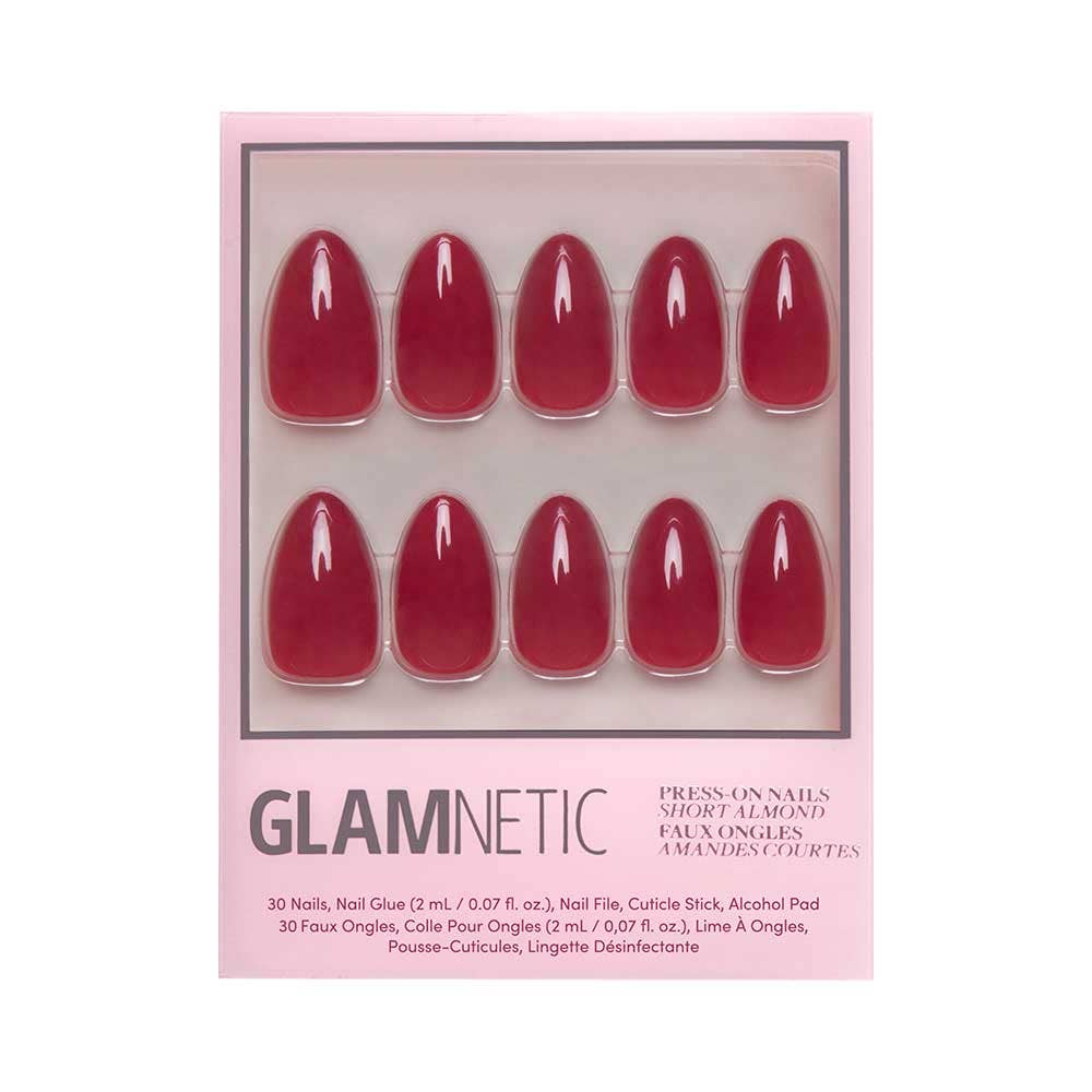 Glamnetic - Classic Red Press-On Nails | Short Almond Holiday SolidNails