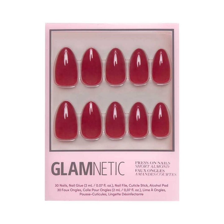 Glamnetic - Classic Red Press-On Nails | Short Almond Holiday SolidNails