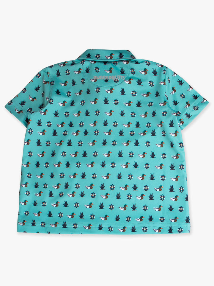RuffleButts  - Boys Dapper Ducks Knit Short Sleeve Performance Polo