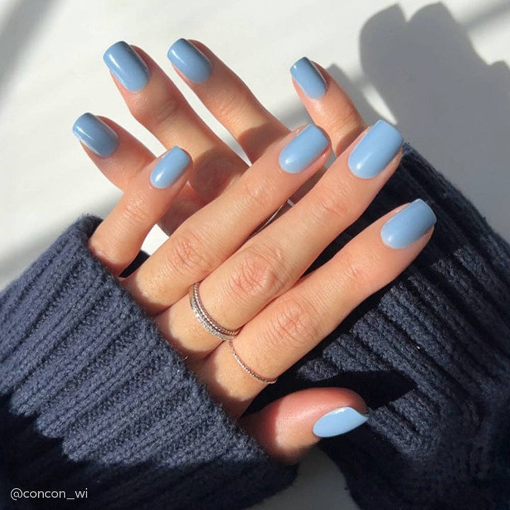 Glamnetic - Cashmere Blue Press-On Nails | Short Squoval | Holiday Nails