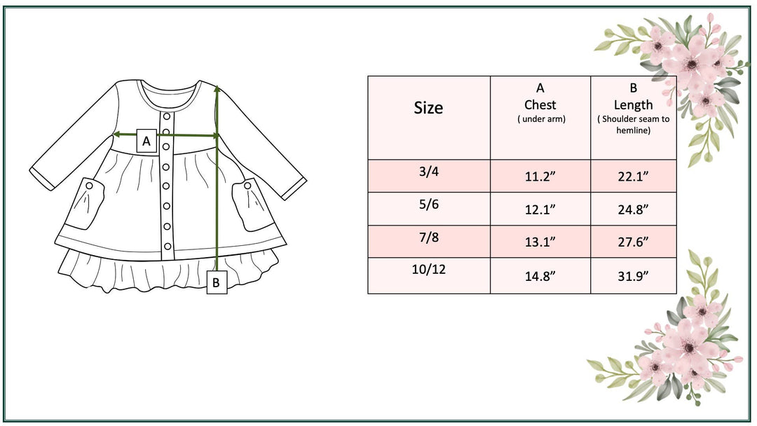 Kids Cream &amp; Burgundy Floral Ruffle Button Pocket Fall Dress