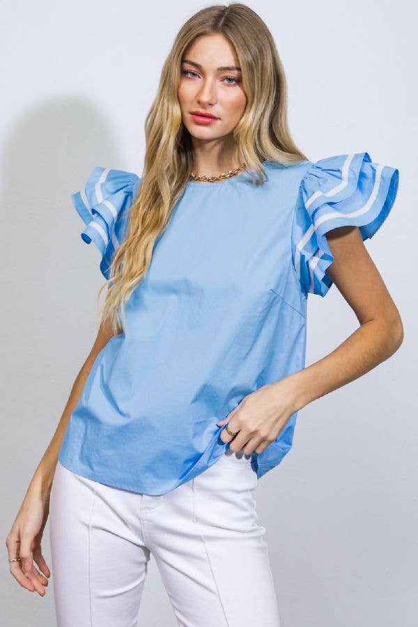 FLYING TOMATO - A solid woven top - IT12823 BLUE