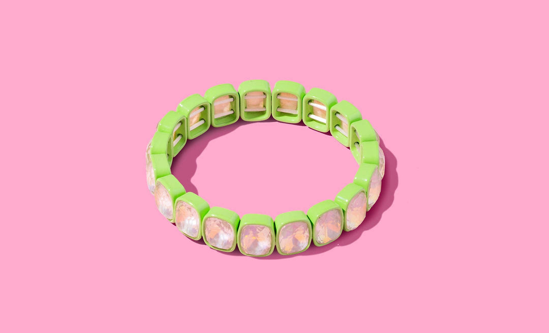 Taylor Elliott Designs - Enamel Stretch Bracelet - Square Gems - Layla -