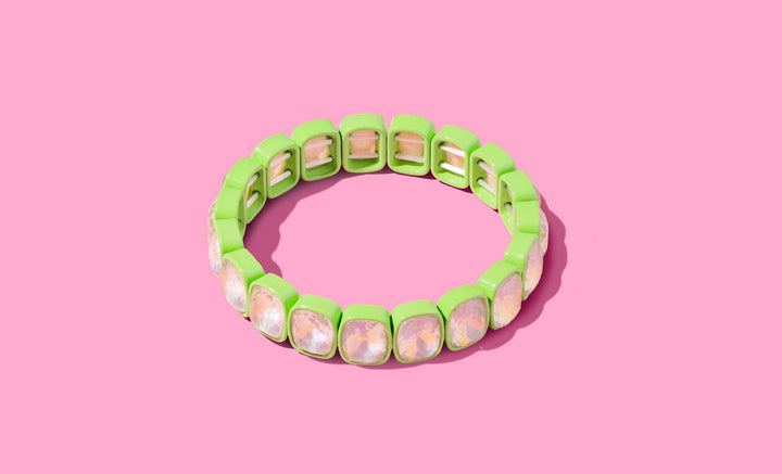 Taylor Elliott Designs - Enamel Stretch Bracelet - Square Gems - Layla -