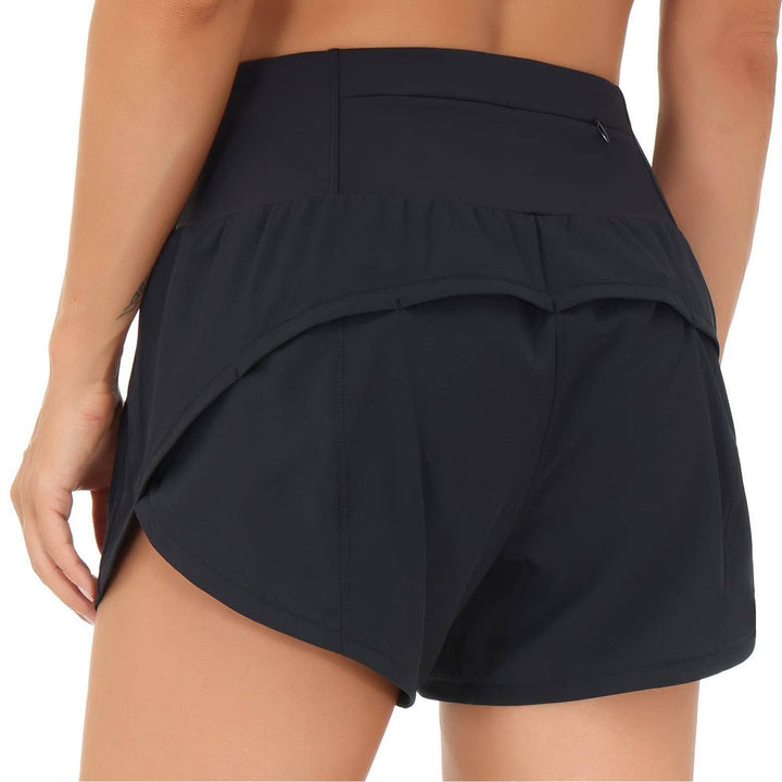 Rosa Clothing - Sports High-rise workout shorts with back zipper pocket