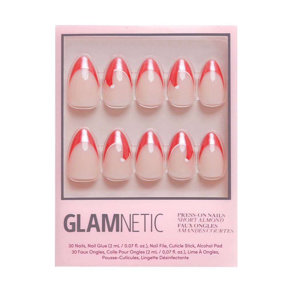 Glamnetic - Mrs. Claus Press-On Nails | Short Almond | Christmas Holiday