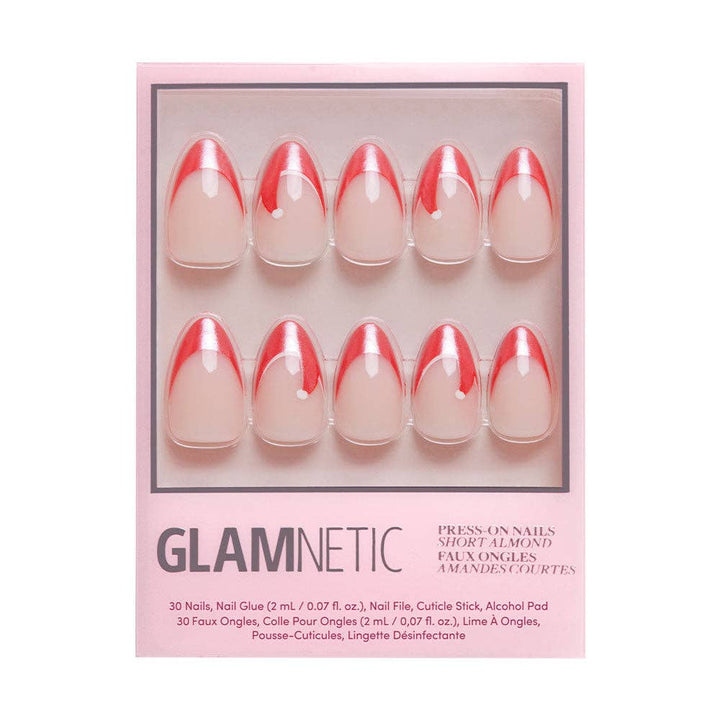 Glamnetic - Mrs. Claus Press-On Nails | Short Almond | Christmas Holiday