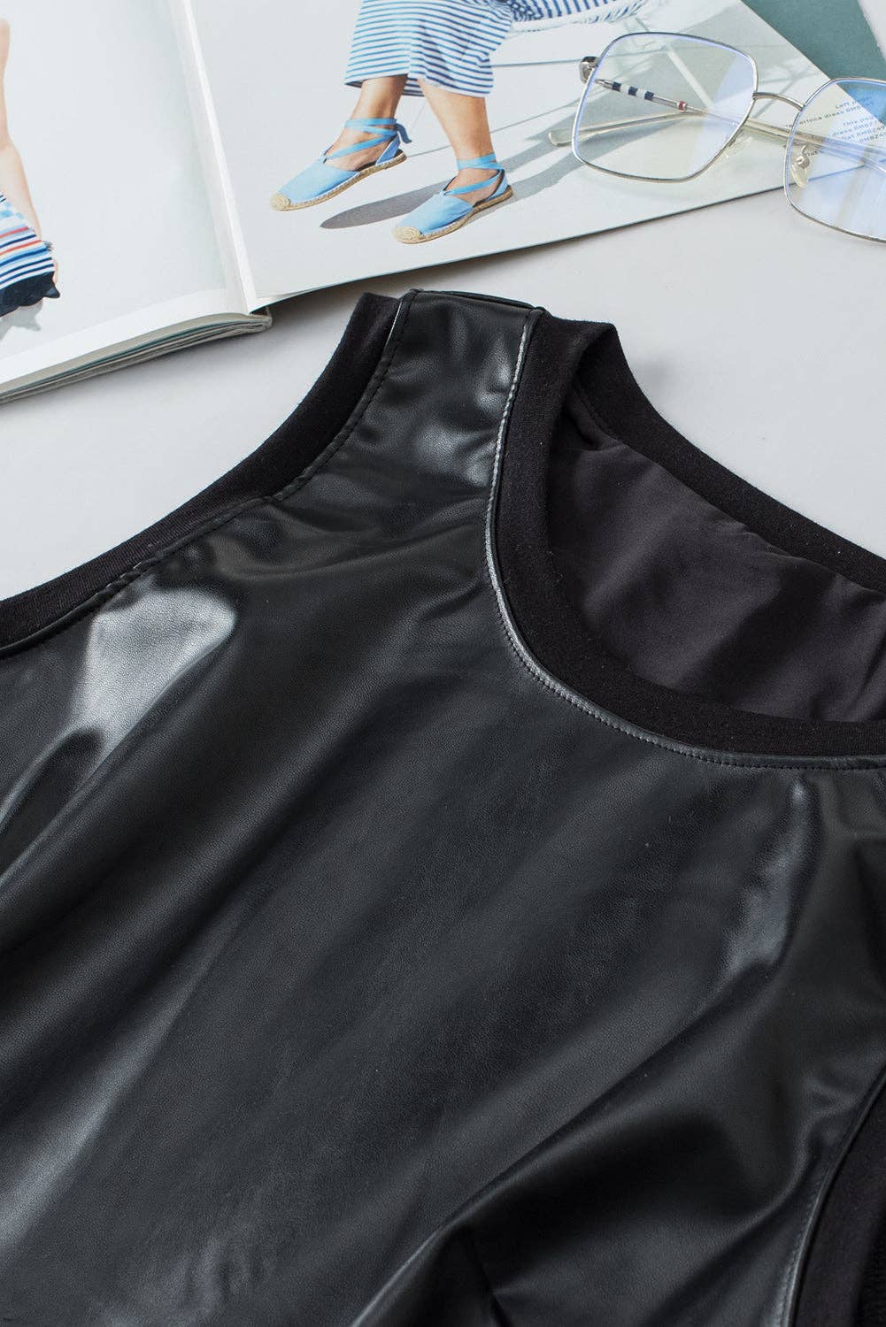 Black Faux Leather  Top