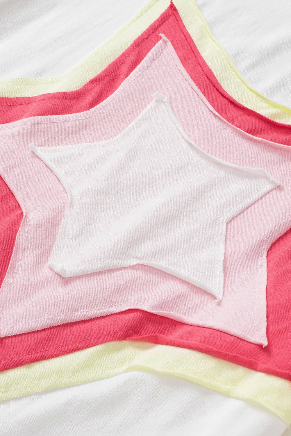 Lovesoft - Colorblock Star Patched Half Sleeve Oversized Tee