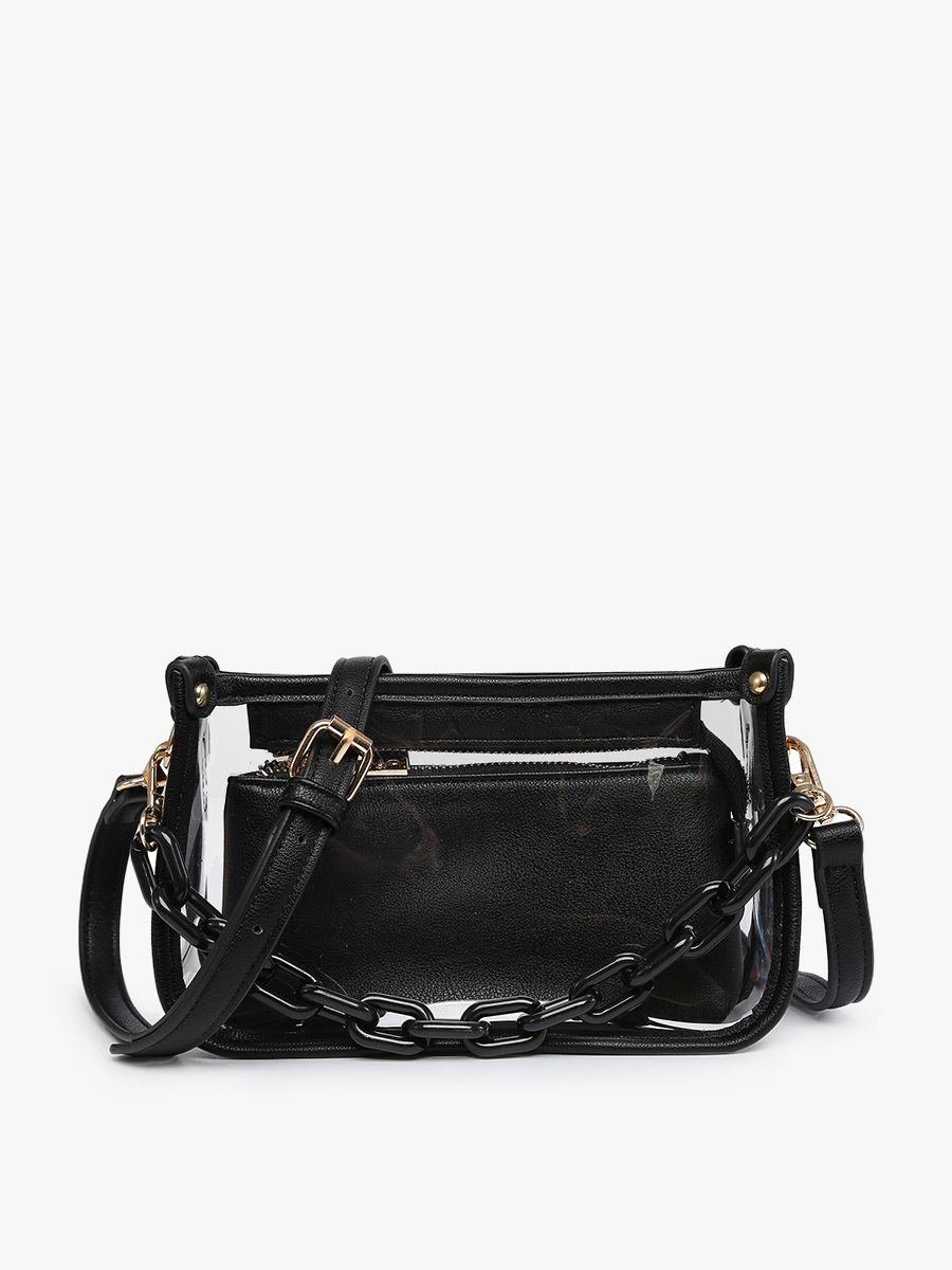Jen &amp; Co. - Jessica Stadium Clear Crossbody Bag – Chain Strap | M2226CR