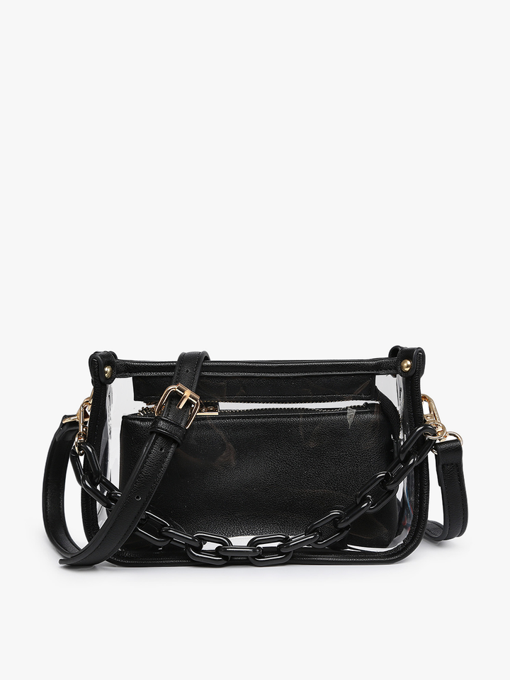 Jen &amp; Co. - Jessica Stadium Clear Crossbody Bag – Chain Strap | M2226CR