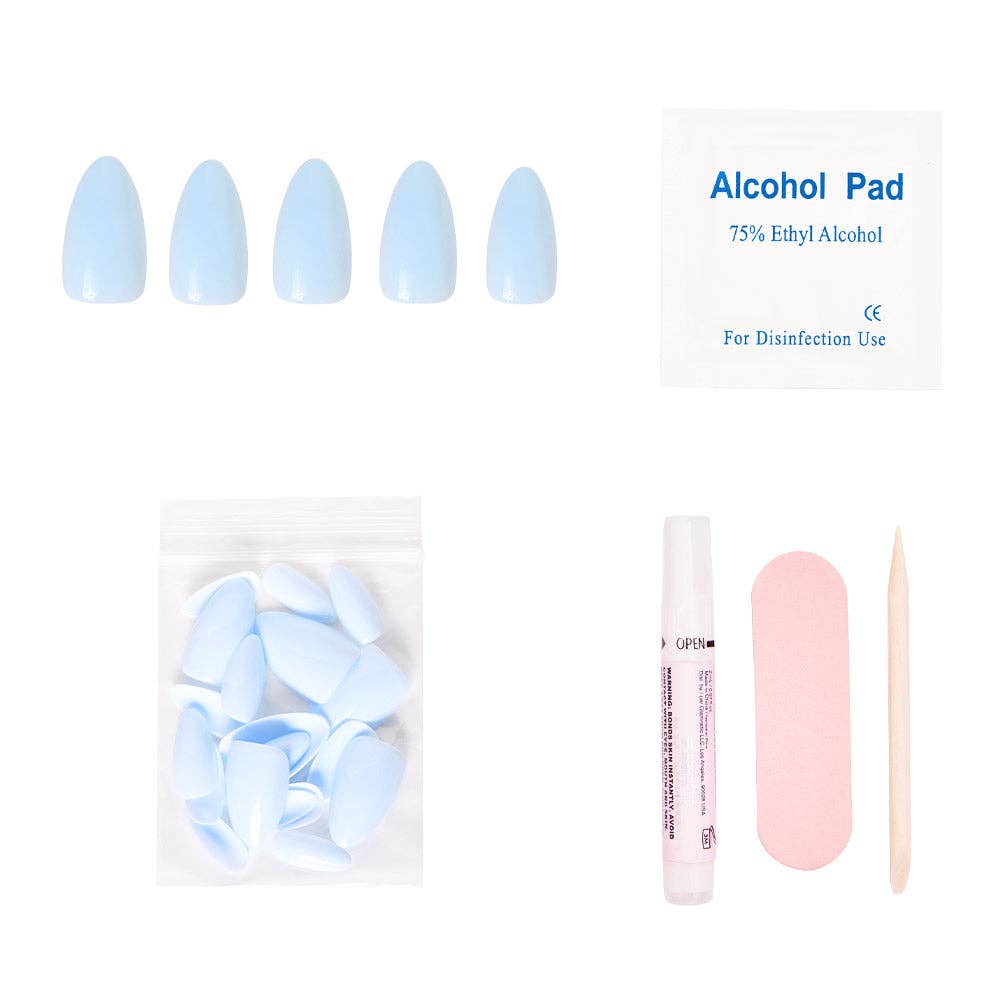 Glamnetic - Blueberry Milk Press-On Nails | Short Almond Spring Blue