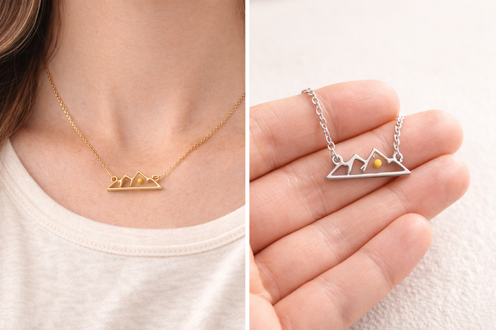 Mountain Necklace with real Mustard Seed