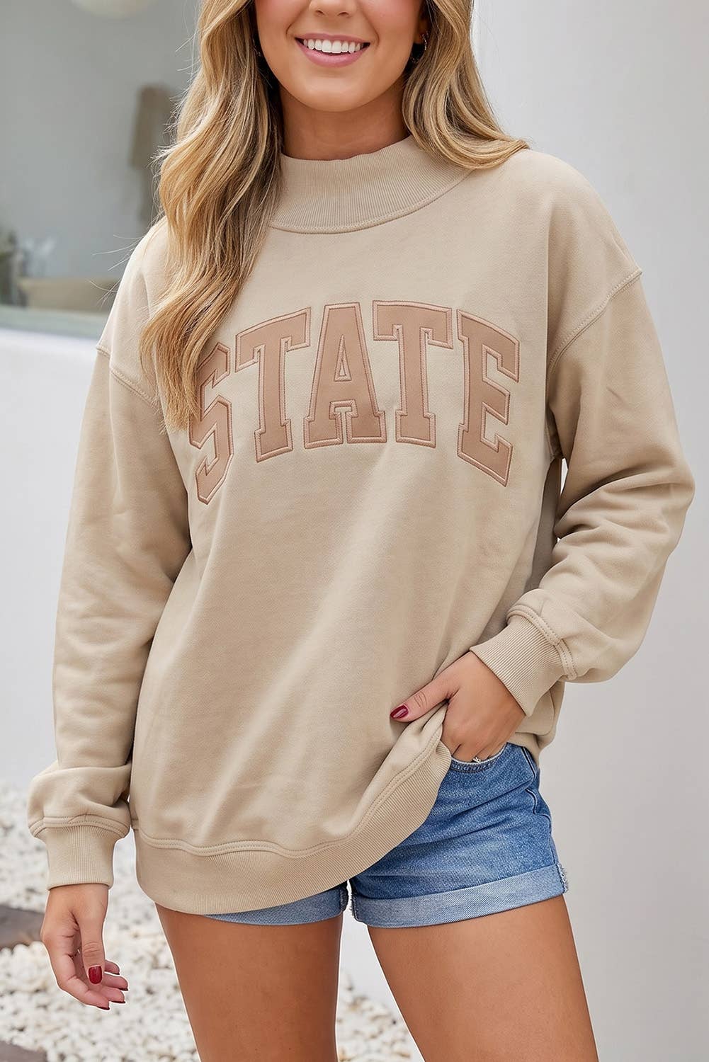 Little Daisy Closet - LDC Casual Colorblock Mock Neck Shift Pullover Sweatshirt