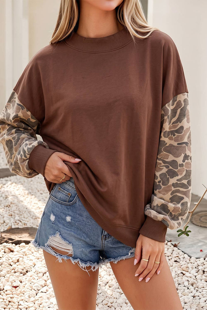 Little Daisy Closet - NEW Camo Colorblock Contrast Trim Oversized Sweatshirt