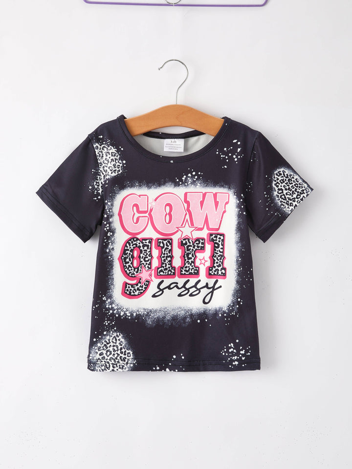 Baby Girl  Bleached Short Sleeve T-shirt Top