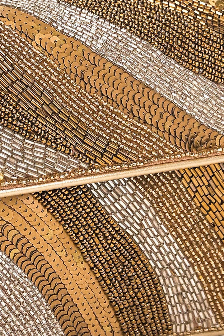 America &amp; Beyond - Golden Glam Beaded Shoulder Bag