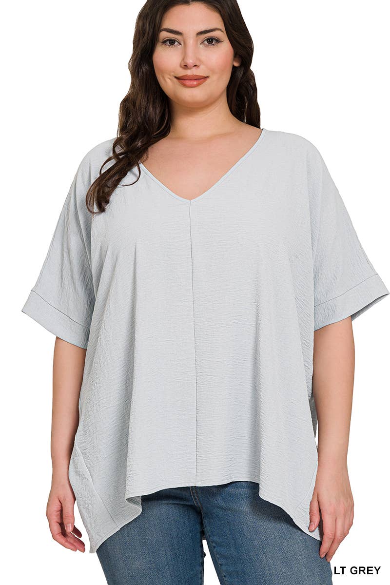 Plus Airflow V Neck Dolman Short Sleeve Top