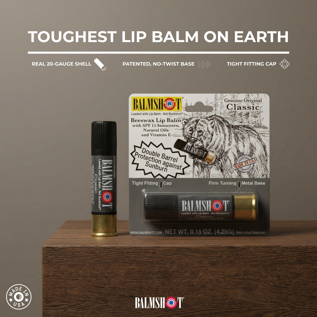 BALMSHOT Lip Balm - Shotgun Shell Lip Balm | "Black" Classic Vanilla | SPF 15