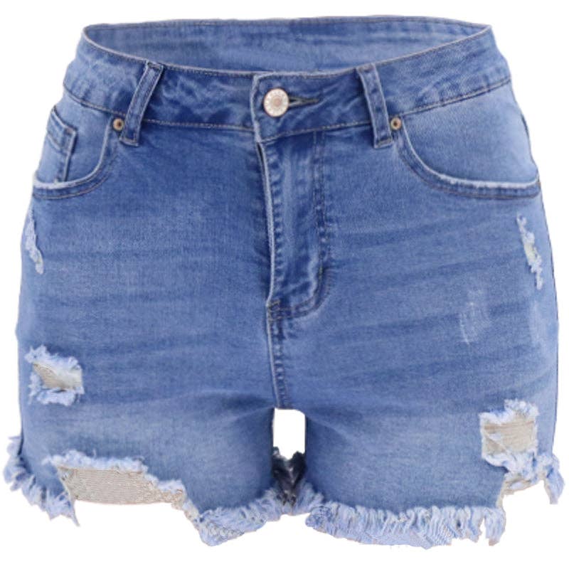 High Rise Distressed Denim Shorts for Women