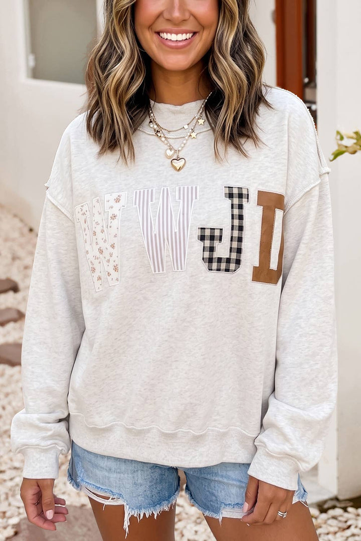 Little Daisy Closet - F/W26 WWJD Embroidered Patch Mock Neck Sweatshirt| S-4X
