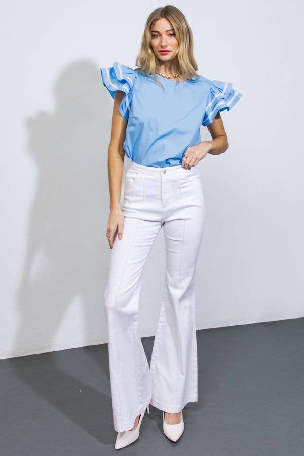 FLYING TOMATO - A solid woven top - IT12823 BLUE