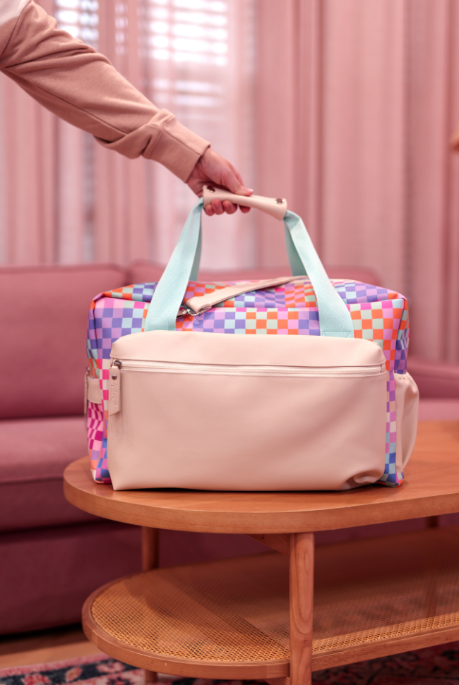 Jadelynn Brooke - Duffle Bag – Happy Checkered Long Pocket – Multi Checkered