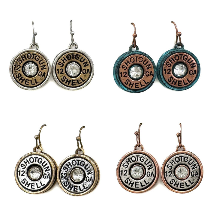 Lunar Deer - Classic Rhinestone Shotgun Shell Dangle Hook Earrings