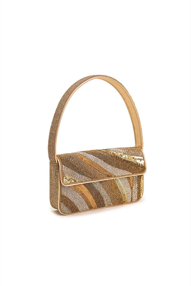 America &amp; Beyond - Golden Glam Beaded Shoulder Bag