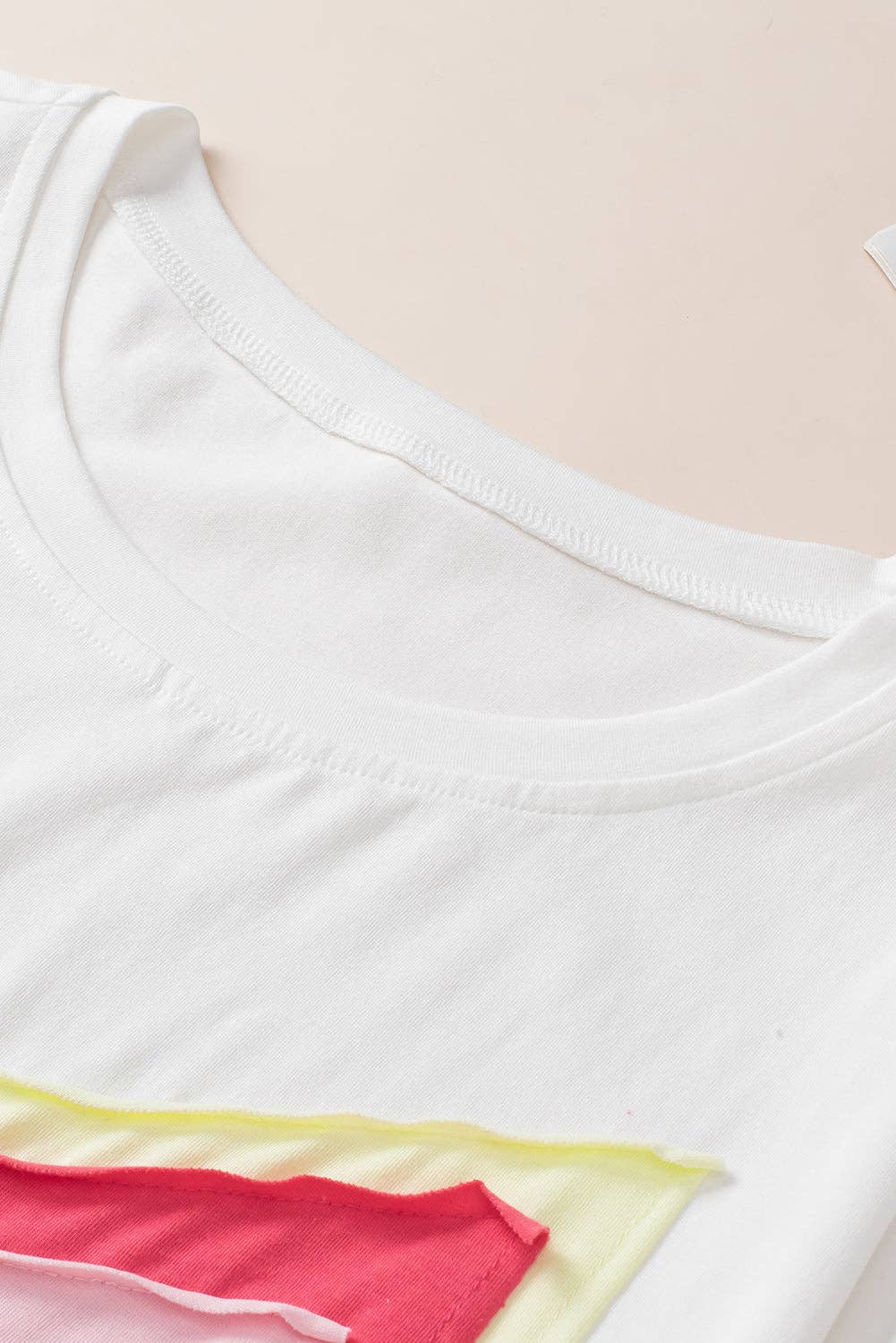 Lovesoft - Colorblock Star Patched Half Sleeve Oversized Tee