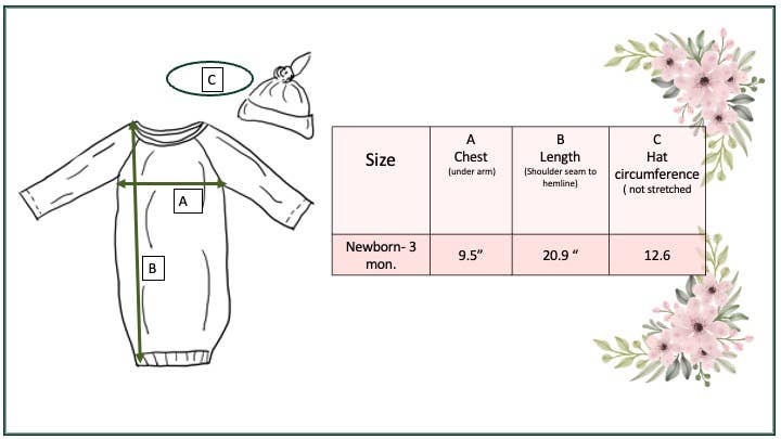 Infant Dino Baby Gown and Hat Set