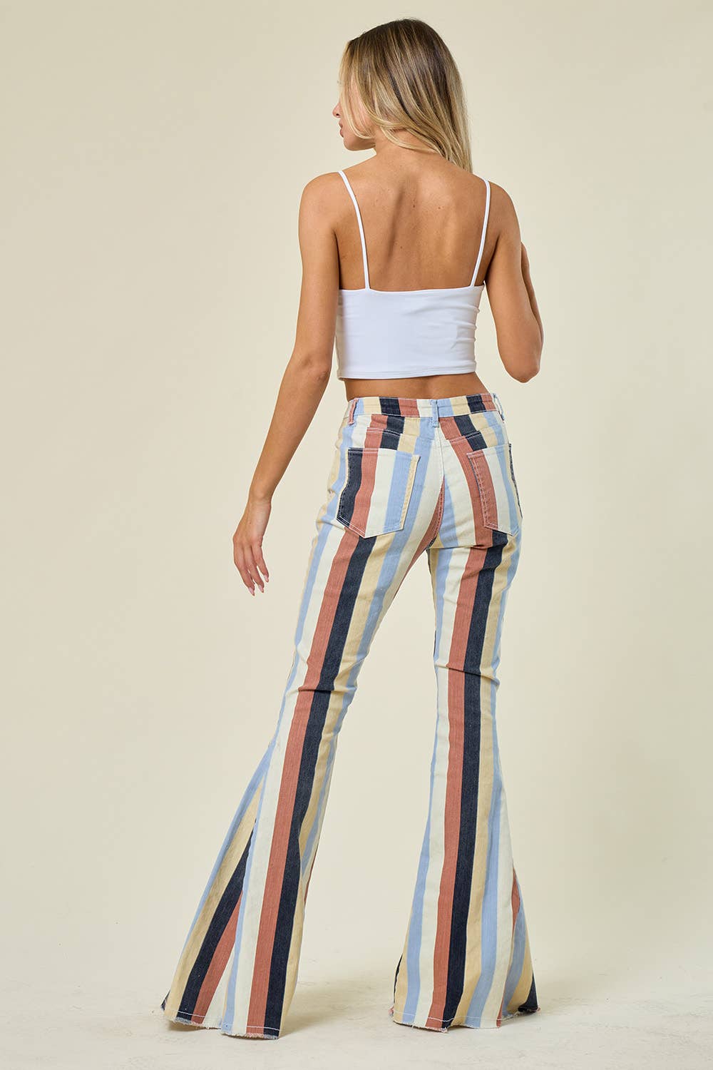 Saints &amp; Hearts - SIP6145A YELLOW MULTI STRIPED WESTERN FLARED BOTTOMS