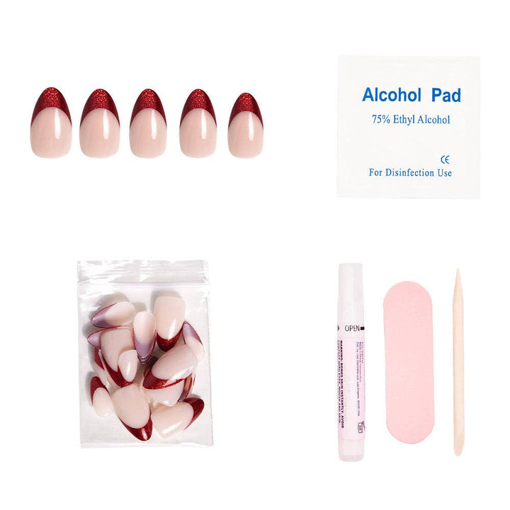 Glamnetic - Red Affair Press-On Nails | Short Almond Red Glitter Tips