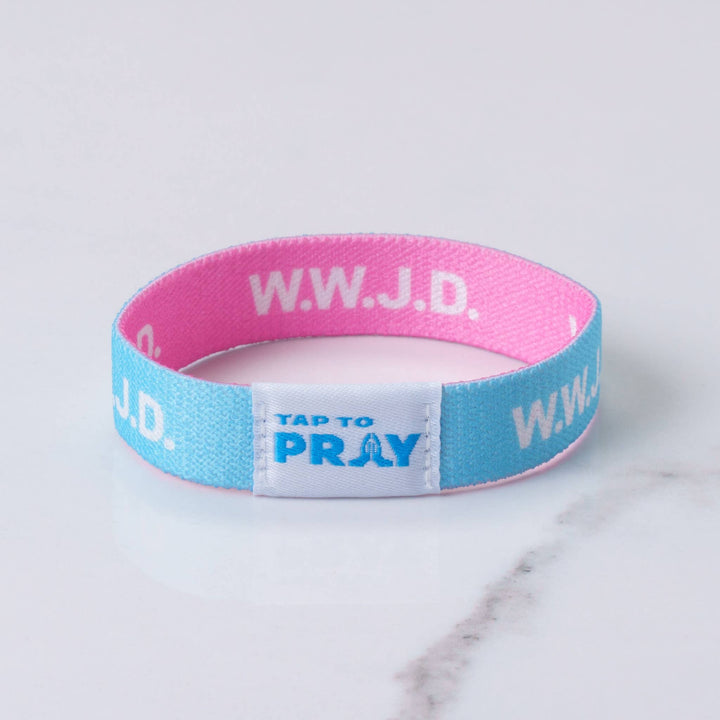 Versible - Tap To Pray™ Wristbands - Blue &amp; Pink WWJD
