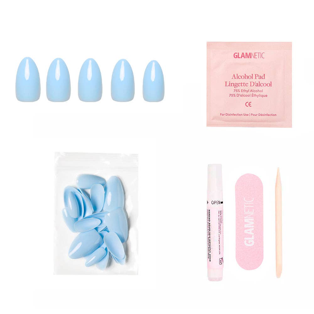 Glamnetic - Soft Blue Press-On Nails | Short Almond Solid Nail