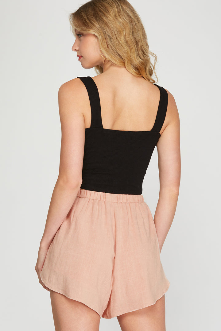 LINEN WRAP SHORTS WITH TIE