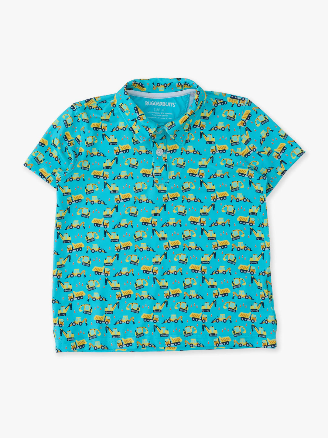 RuffleButts- Boys Under Construction Knit Short Sleeve Performance Polo