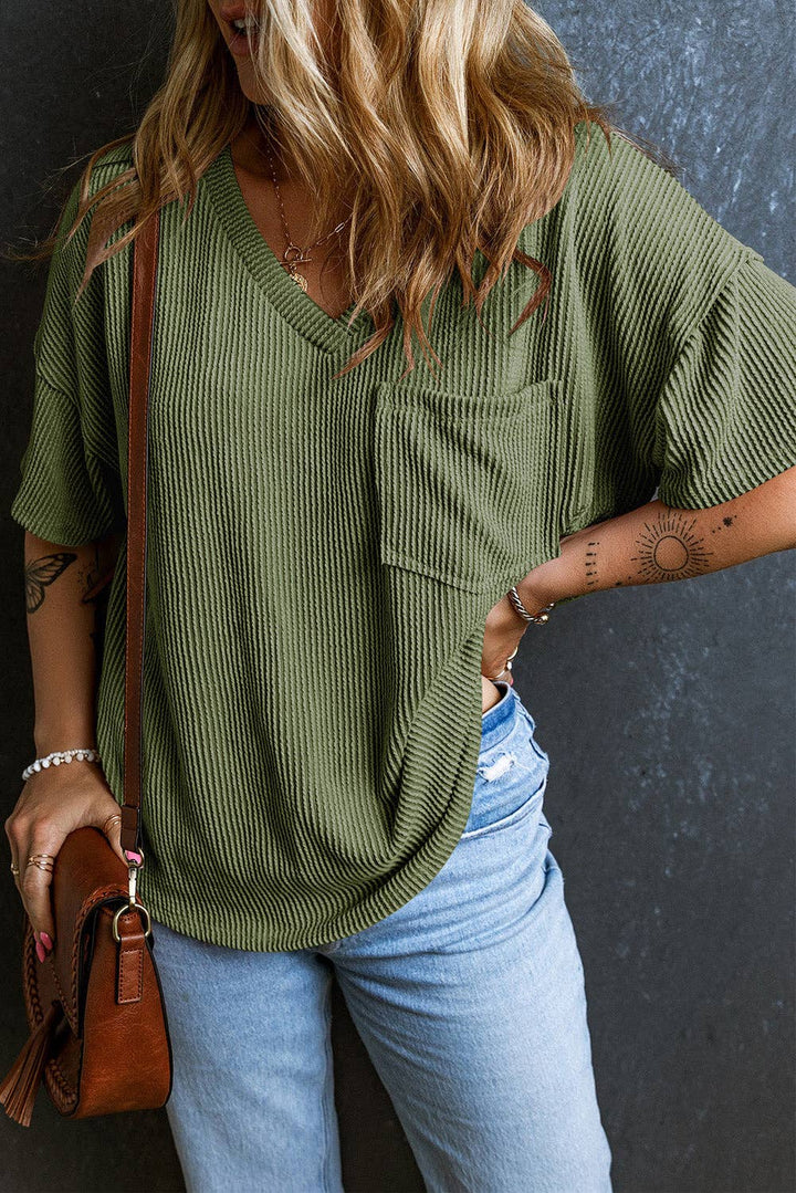 Corded V Neck