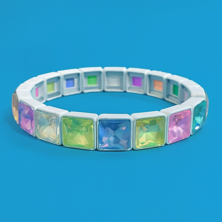 Taylor Elliott Designs - Enamel Stretch Bracelet - Square Gems - Libby -