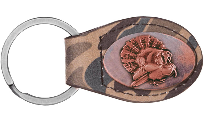 Brown Old School Camo Leather Key Fob.