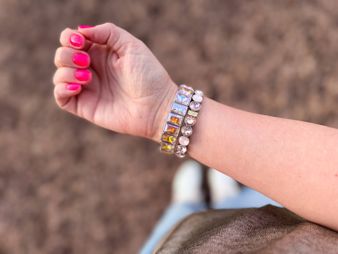 Taylor Elliott Designs - Enamel Stretch Bracelet - Rectangle Gems - Estelle -