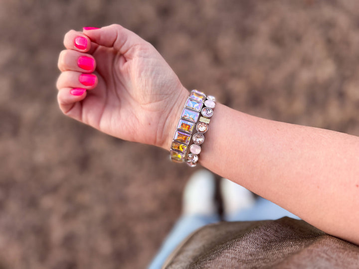 Taylor Elliott Designs - Enamel Stretch Bracelet - Rectangle Gems - Estelle -