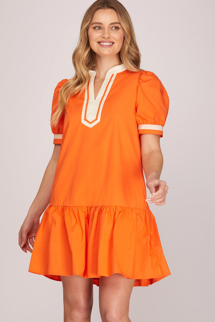 SHORT SLEEVE GAME DAY MINI DRESS WITH POCKETS
