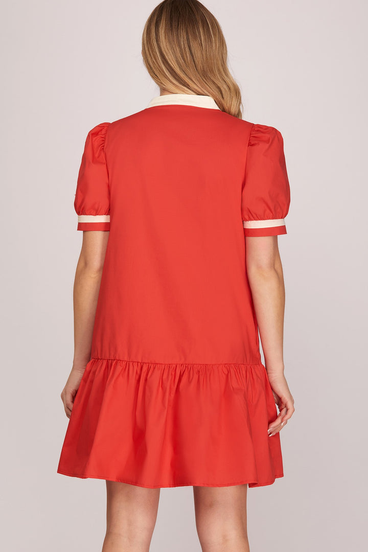 SHORT SLEEVE GAME DAY MINI DRESS WITH POCKETS