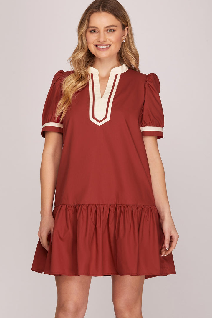 SHORT SLEEVE GAME DAY MINI DRESS WITH POCKETS