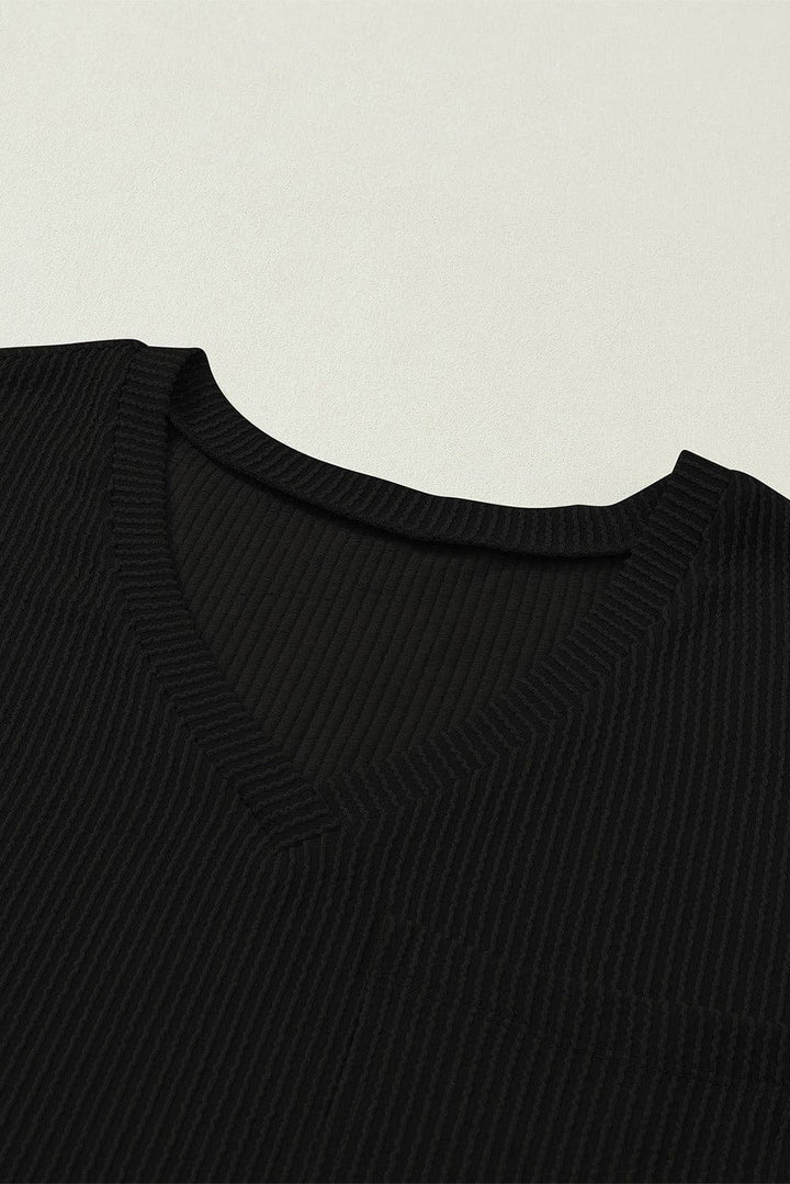 Corded V Neck