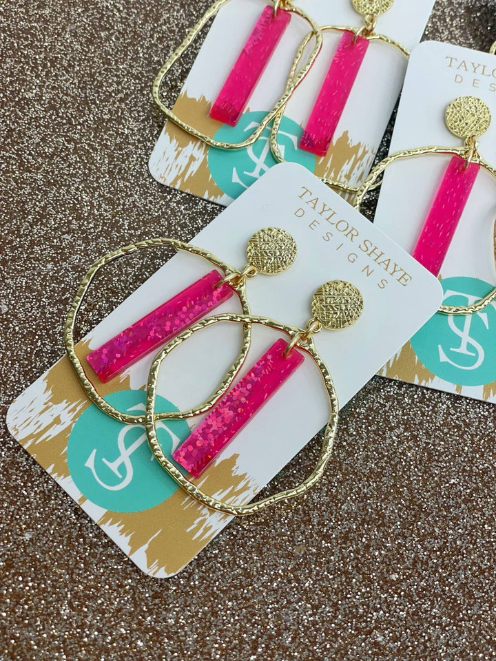Taylor Shaye Designs - Hot Pink Stick Hoops