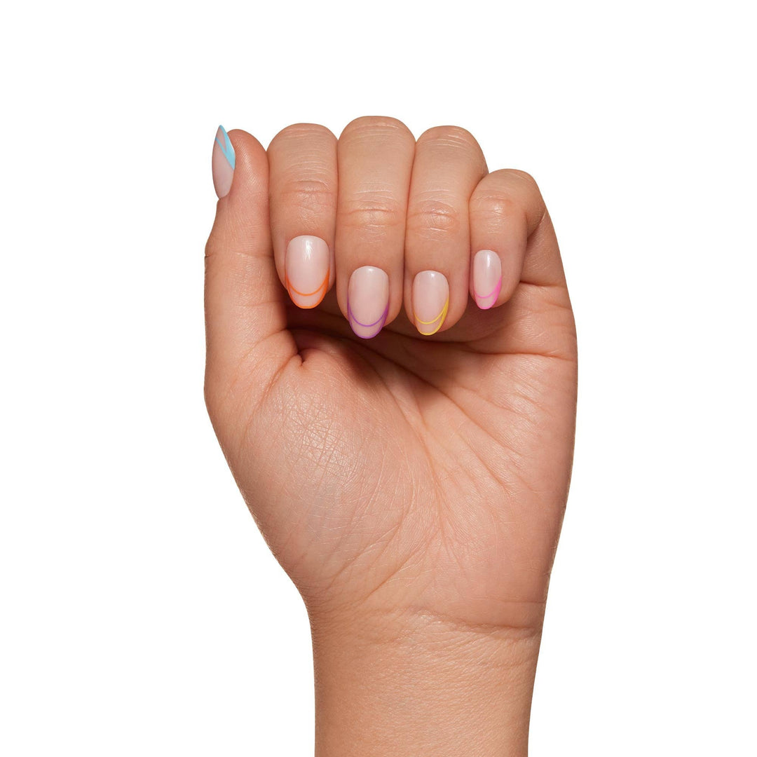 Glamnetic - Neon Lights Press-On Nails | Short Oval | Multicolor French